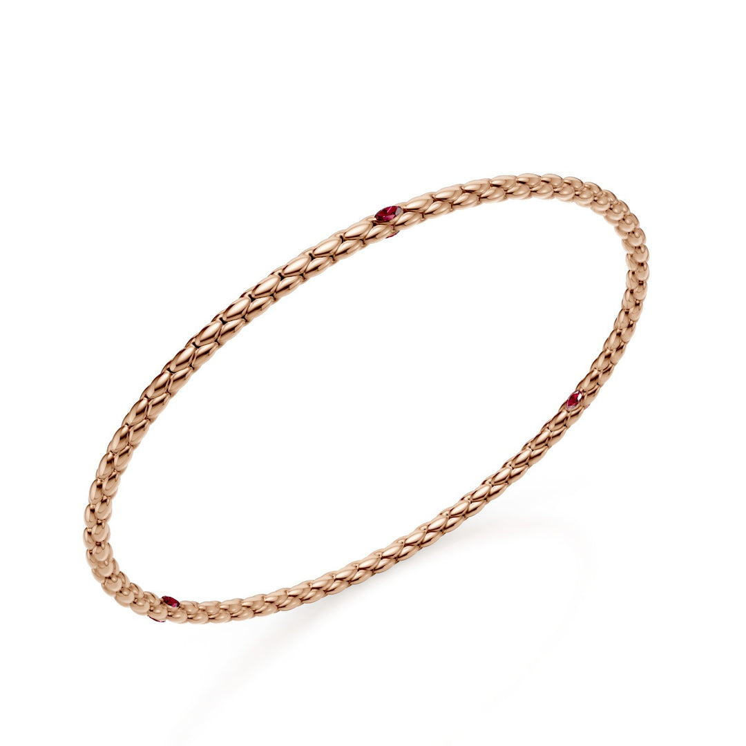 Bracelet Golay en or rose 9 carats, avec maillon à chevrons et trois éléments avec deux rubis marquise chacun 16 cm GBR039E3R3RU-160