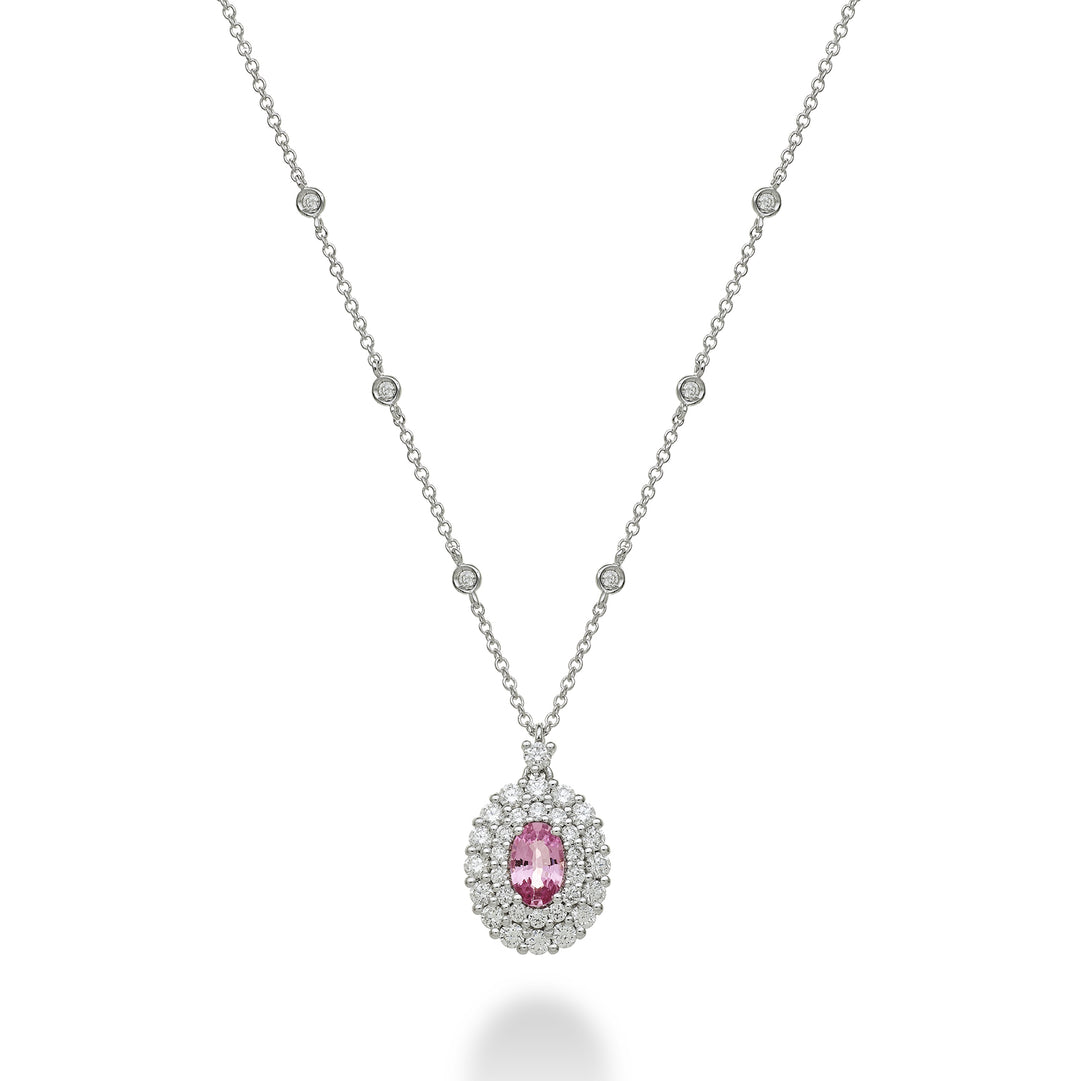 Golay collana con zaffiro pink ovale mis. 6x4 con doppio PCL128DIZP64-23271110016
