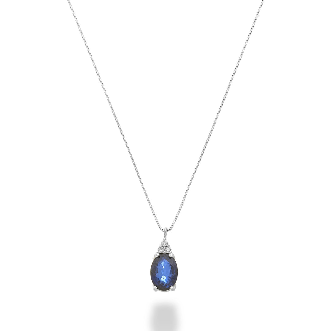 Mikiko cl 18k zafiro ovalado 7x5 con tres diamantes MD5189O4ZFD