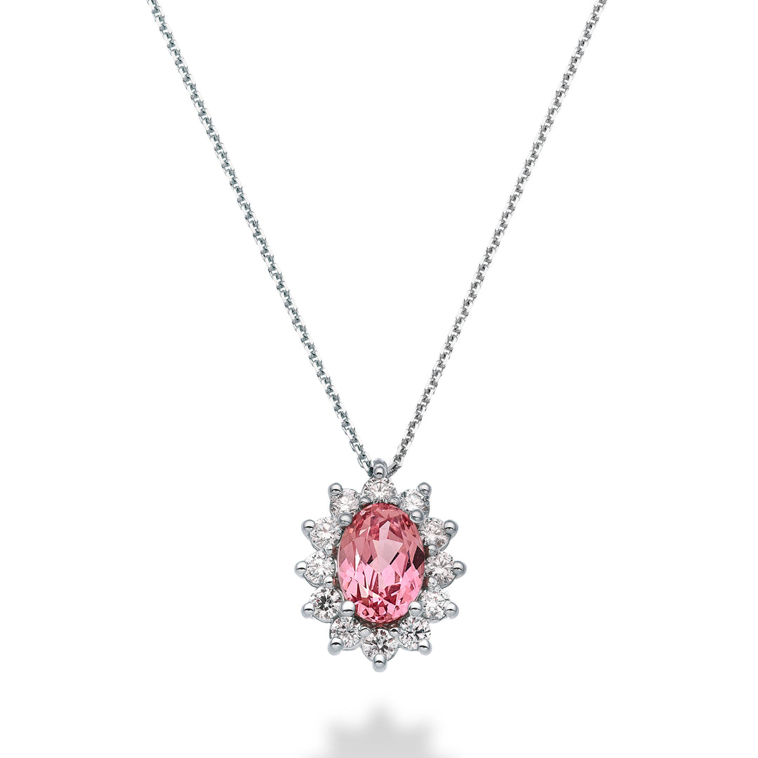 Mikiko cl 18k zafiro rosa ovalado 7x5 ct.0,80 diam. 0,30 quilates MD5048O4ZFRP