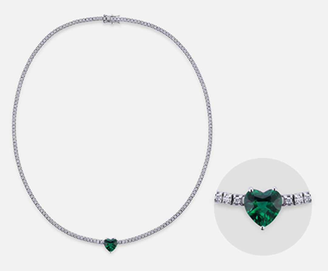 X-Diamond cl tennis 9kt lab g.d. cuore verde ct. tot. 3,28 XDGTQ07WBS375