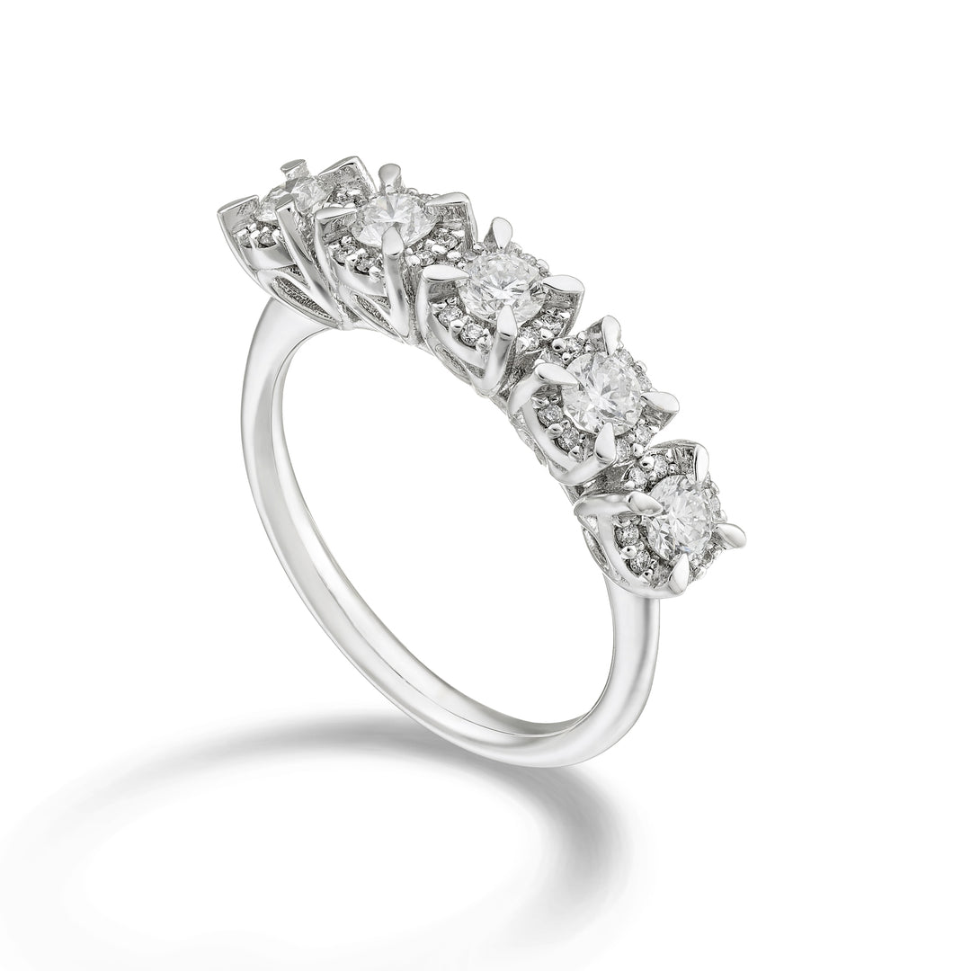 World Diamond Group riviera ring 5 stones diam between prongs 0.12ct AR5LC421DI12-24088110072