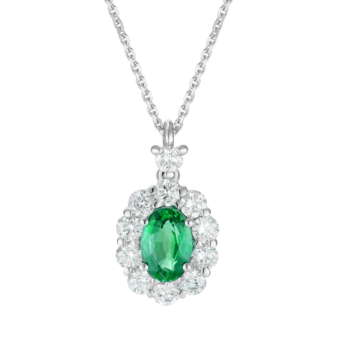 Collar Golay 6x4 con esmeralda ovalada y contorno de diamantes PCL042DISM1-23241110005