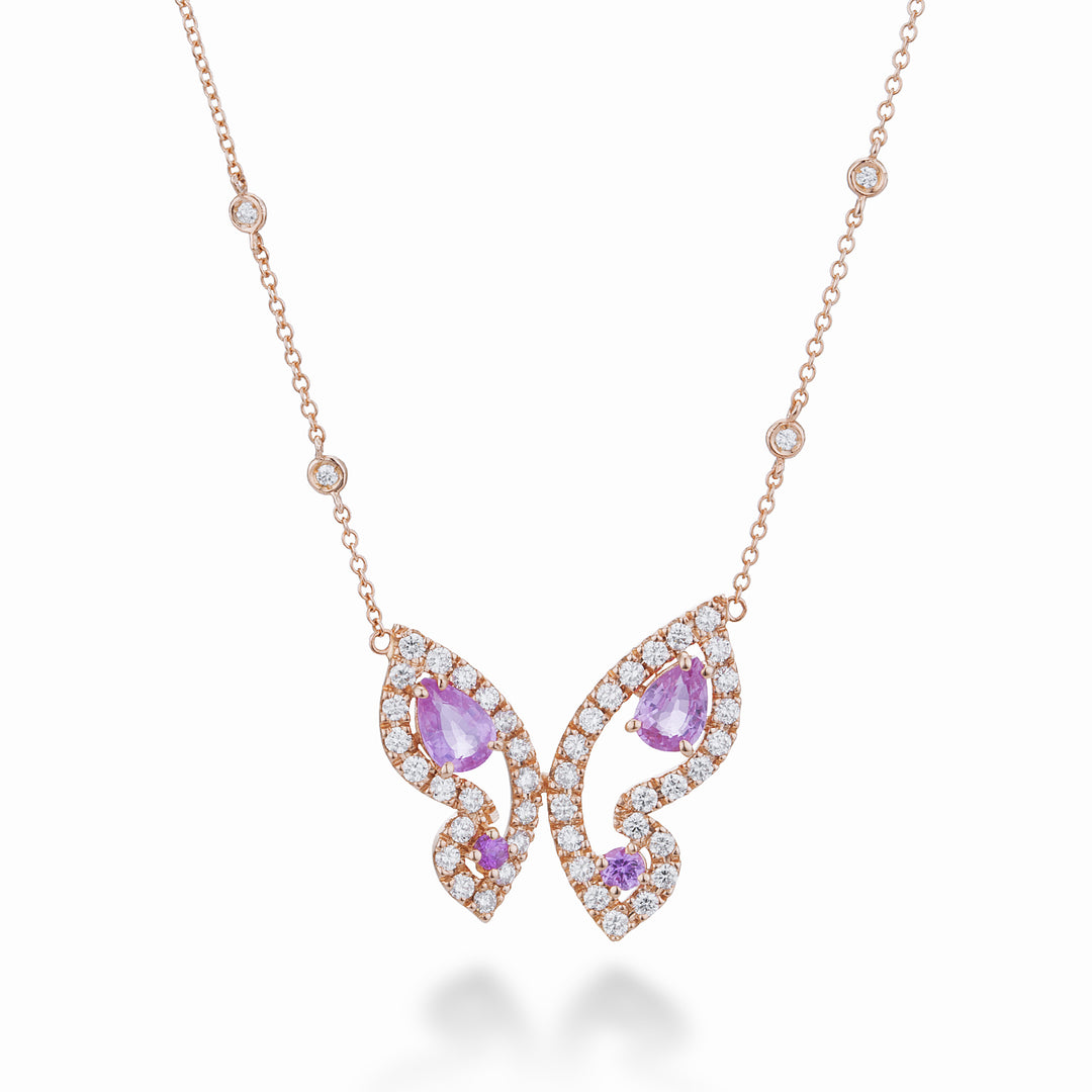 Golay girocollo mariposa grande con zaffiri pink e diam GFFA008DZP-22259110070