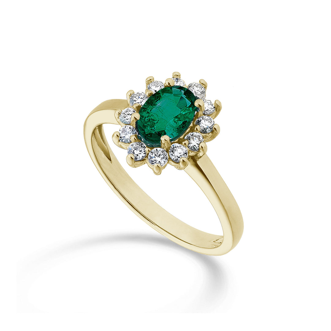 Mikiko an 18k oval emerald 7x5 yellow gold 0.60 ct diam. 0.30 ct MA5094O1BE