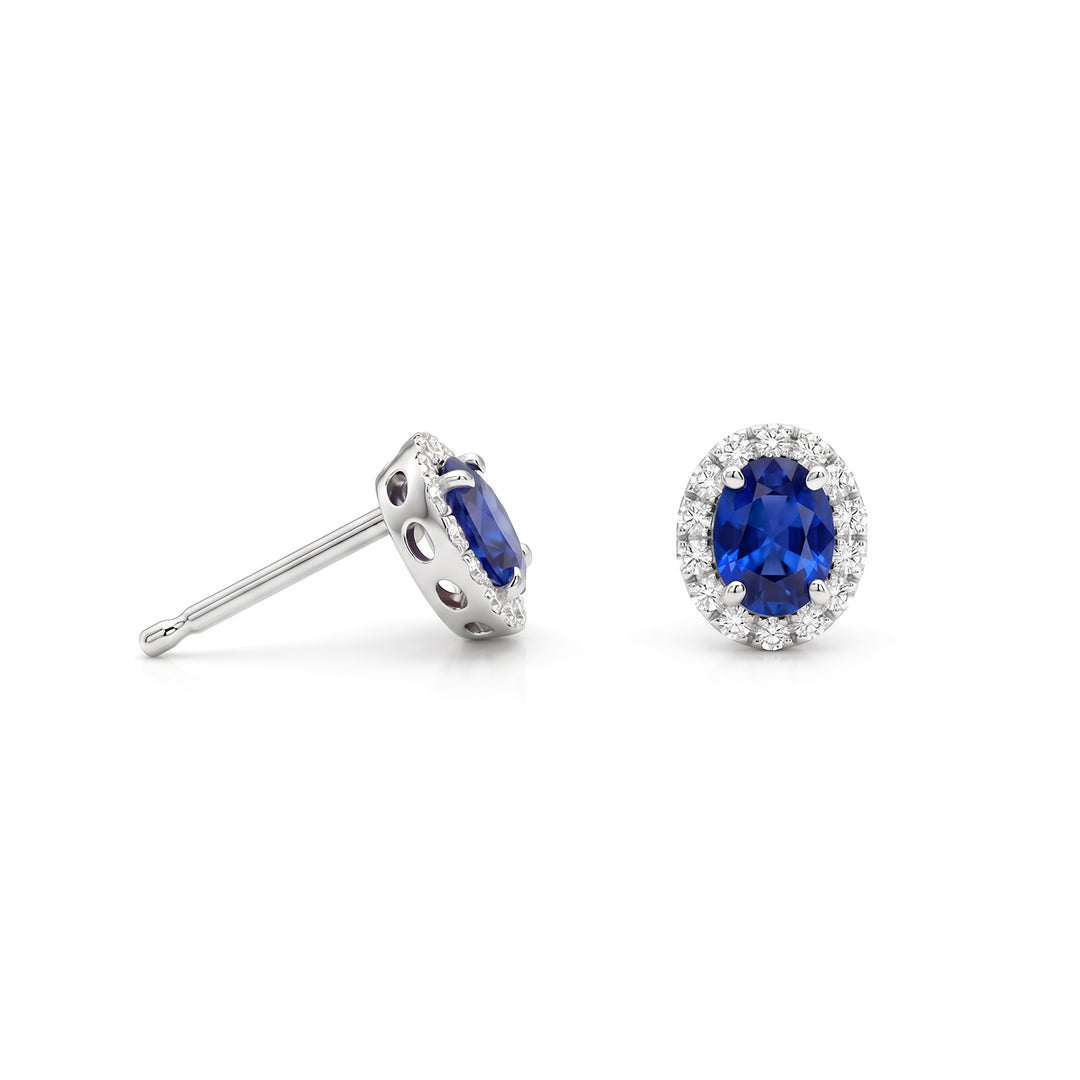 Mikiko or 18k oval sapphire 5x4 with diamond outline MO5184O4ZFD
