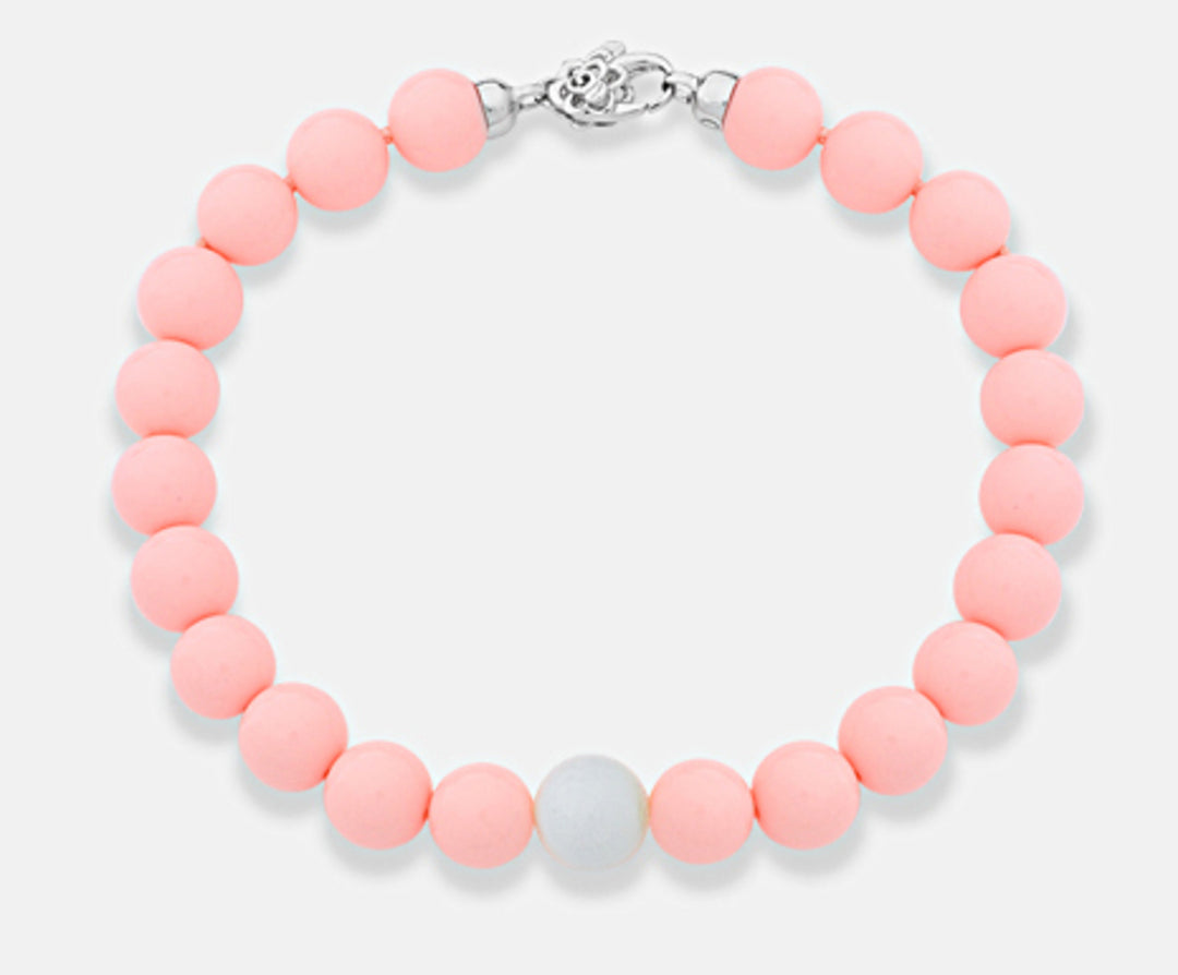 Mikiko br ag925 aglomerado de coral rosa y ágata blanca 10mm MB7364A4CORALLO010