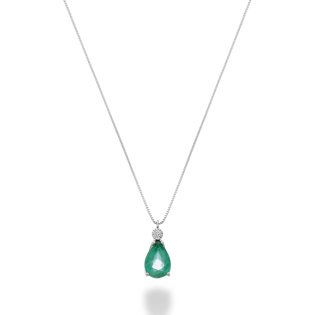 Nihama cl 18k smeraldo n. goccia 7x5 con diamantino ND5194O4SMN065