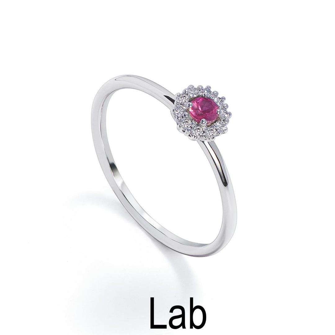 Mikiko un rubí de laboratorio de 18k ct.0,12 diam. 0,07 ct talla 2 MA5140O4RBL012