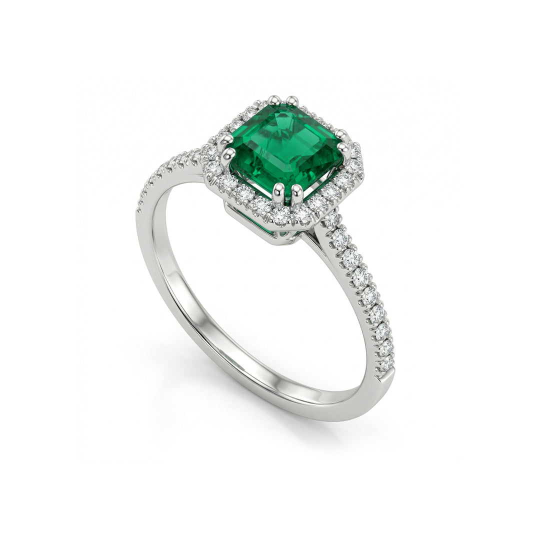 Golay anello smeraldo ottagonale 6x6 e contorno diamanti ACLC072DISM66-23094110077