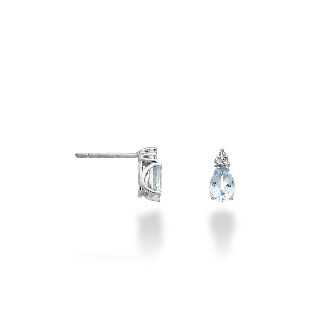 Nihama ou aigue-marine 18 carats goutte 6x4 et trois diamants NO5173O4AM