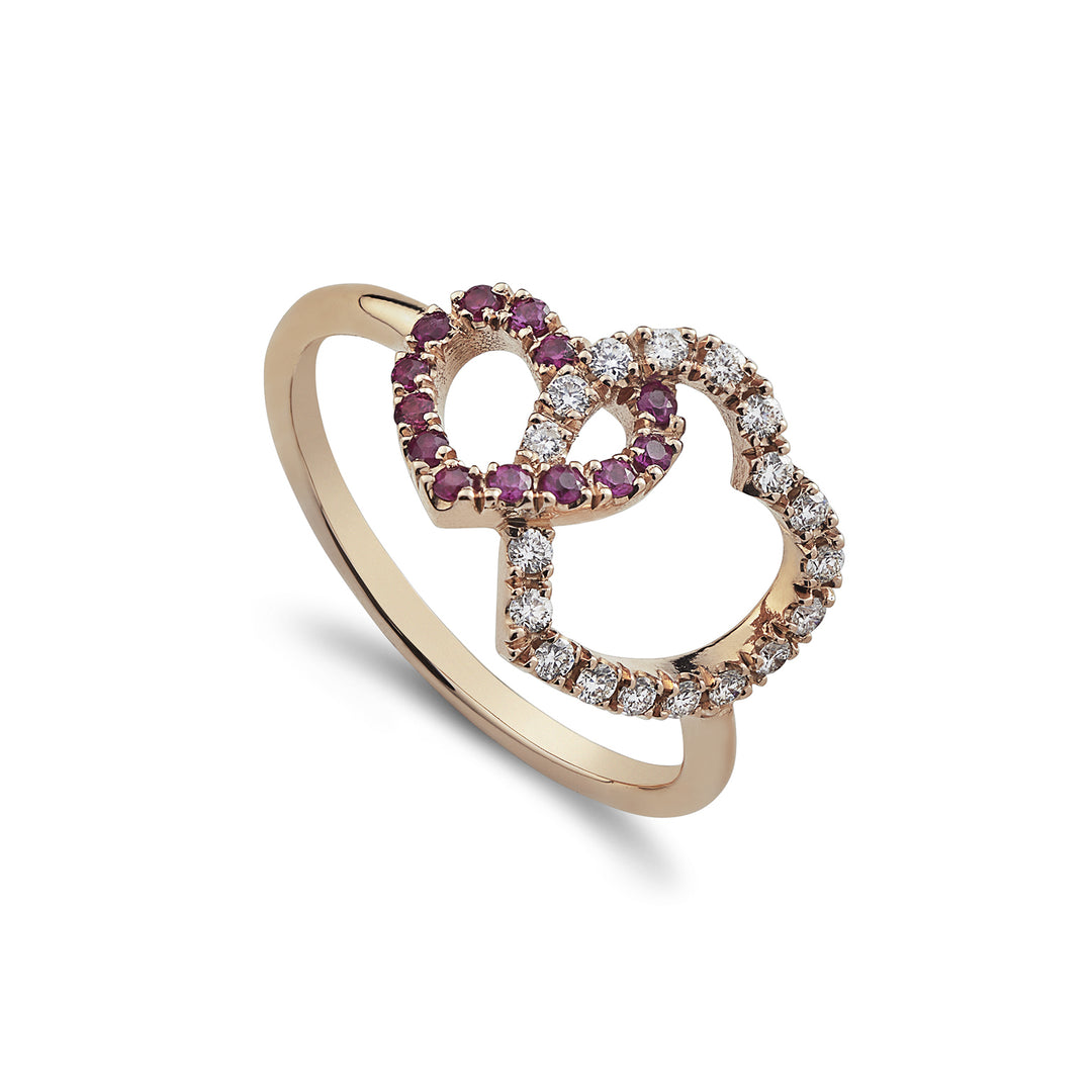 Anillo Golay love me dos corazones enganchados diamantes+rubíes AFCU014DIRU-22164110019