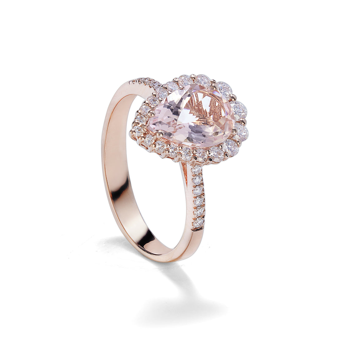World Diamond Group morganite ring drop 10x7 and diamond outline ACLC117DIMO2-23038110043