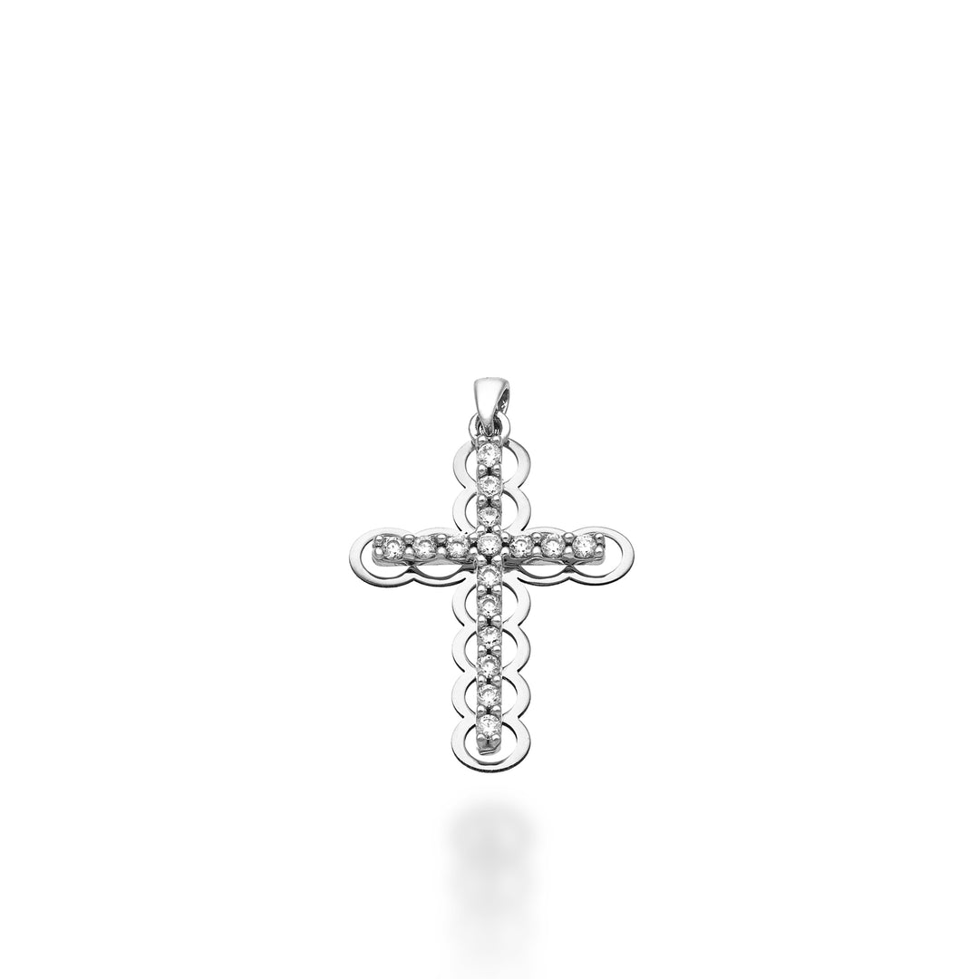 Cruz Nihama pe oro blanco 18k 0,15 ct 1,8 cm NP5021O4BR015