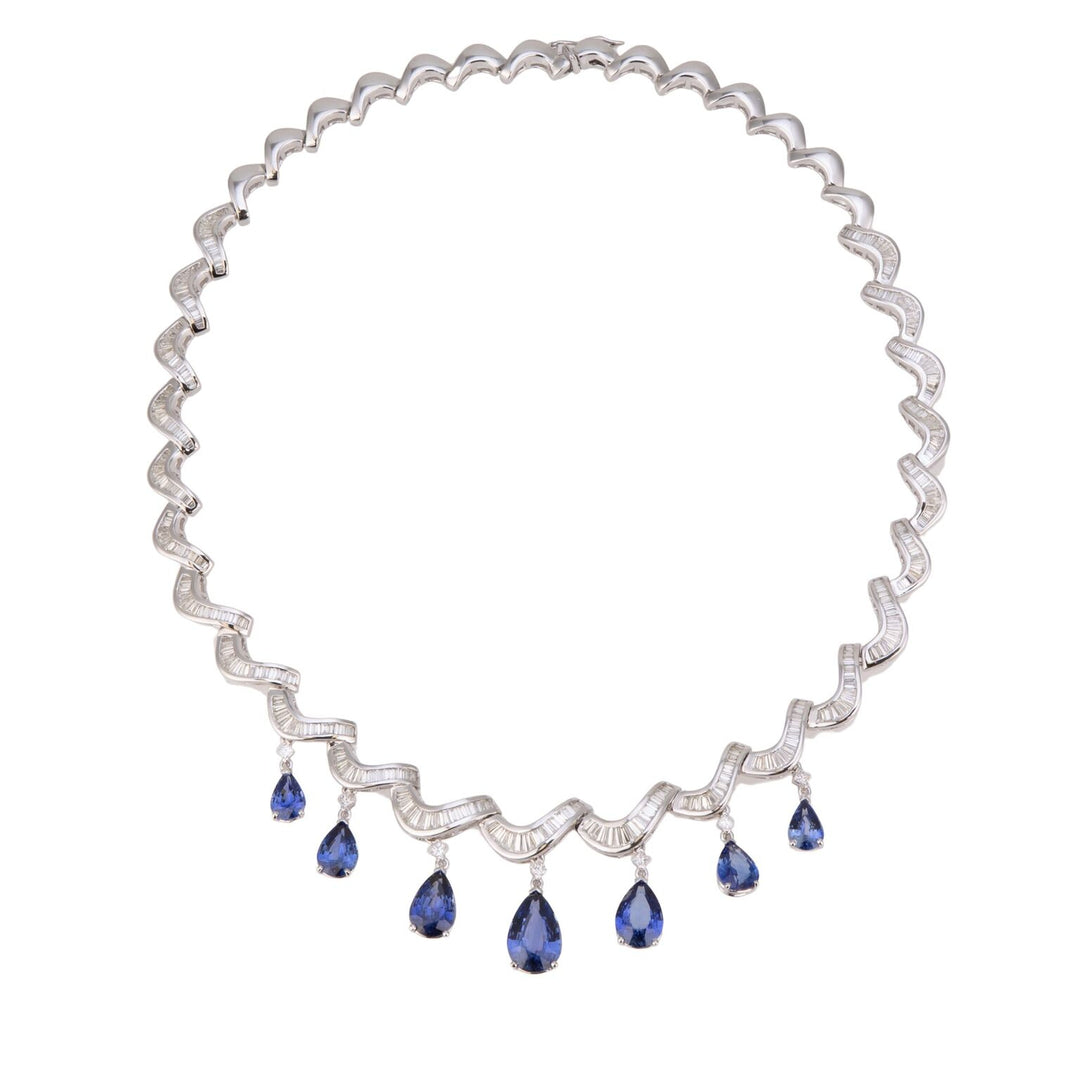 World Diamond Group vintage necklace with diamonds and sapphires drop GPU409DZB-25140110050