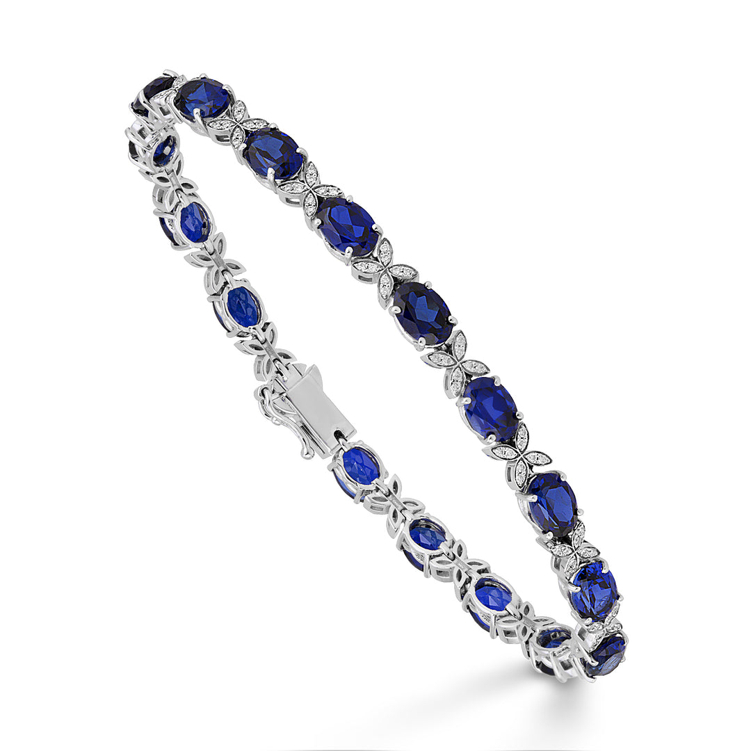 World Diamond Group bracciale zaffiri ricreati ovali e diamanti BCT031DIZBR-22276110008