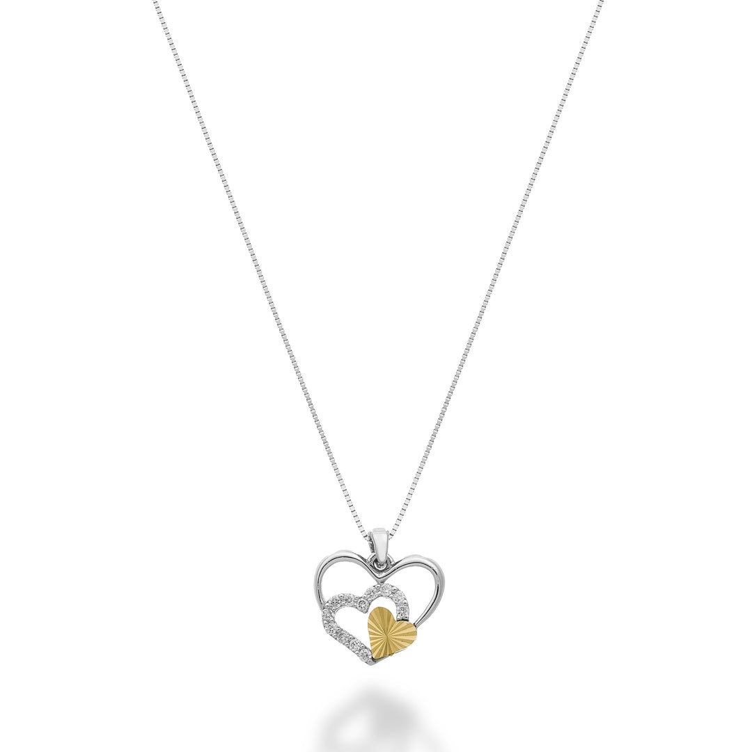 Nihama cl 9k fantaisie avec coeurs et diamants en or blanc, avec élément coeur en or jaune ND5199R7BR006