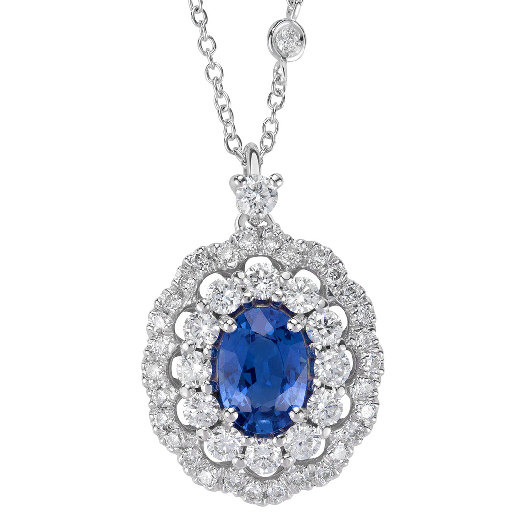 Collar Golay zafiro ovalado 7x5 doble cont. diamantes PCLC050DIZB-22158110051