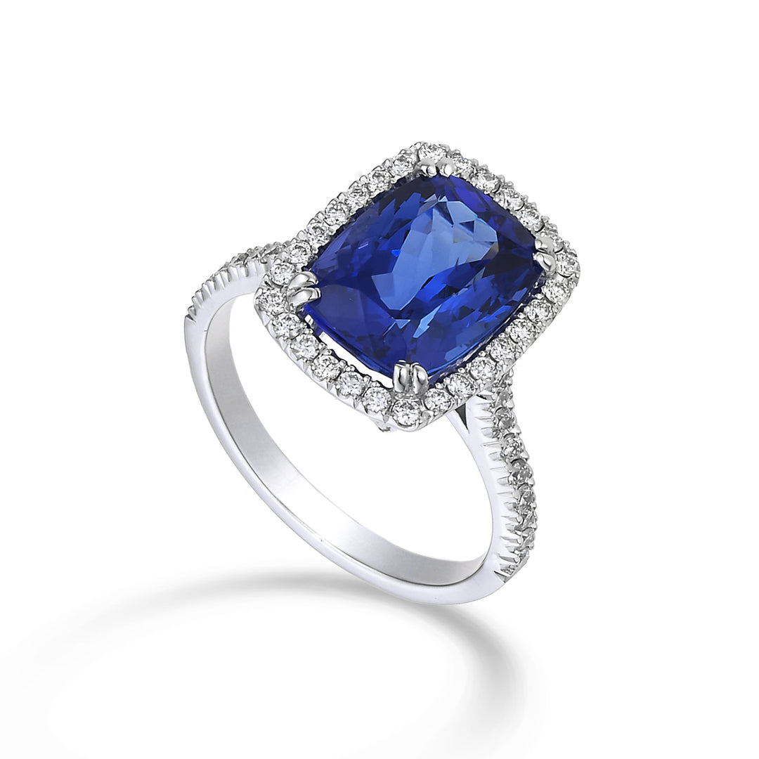 Anillo Golay tanzanita cojín 10x10 y diamantes ACLC076DITZ6-21327110009