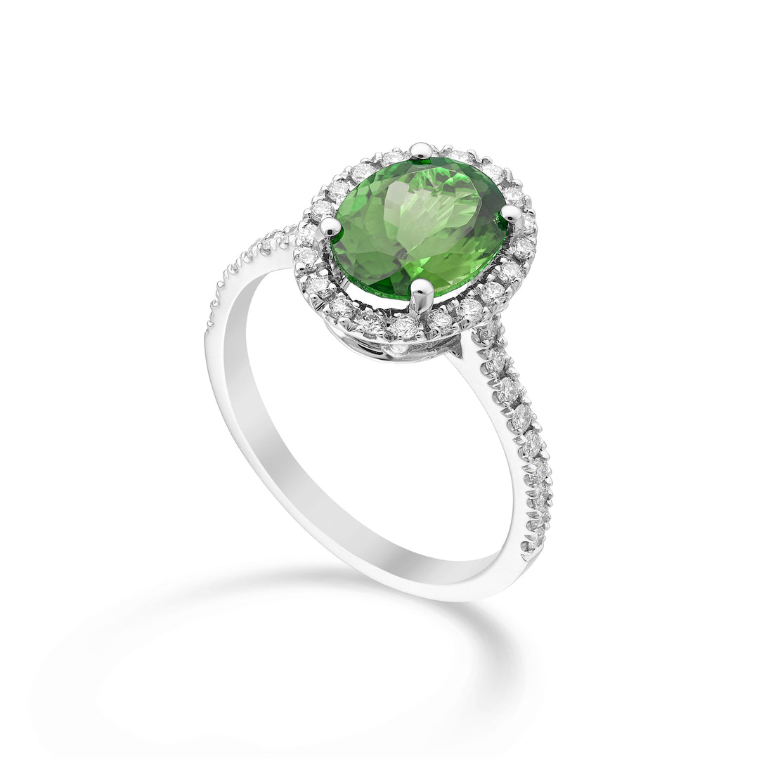Bague tourmaline verte ovale Golay 8x10 et diamants ACLC070DITOG6-22283110089