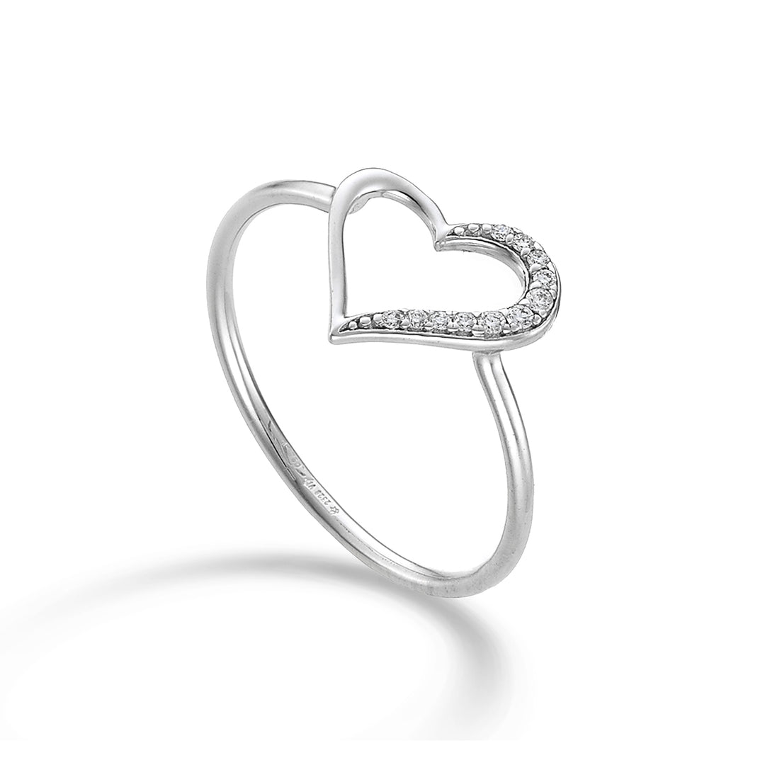 Mikiko corazón pequeño de 18k en oro blanco medio liso diam. ct.0.04 MA5136O4BR004