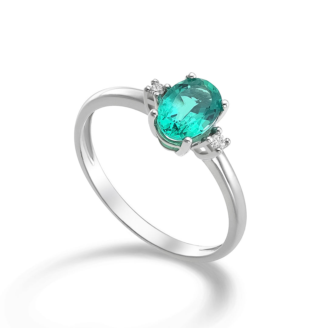 Mikiko una esmeralda de 9k n. ovalado 7x5 ct.0,80 diam. ct.0,03 MA5073R4SMN