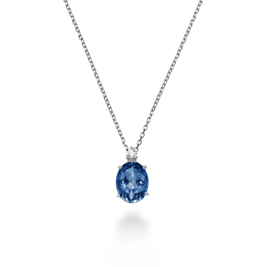 Mikiko cl 18k topazio blu london ovale 7x5 ct.1,00 diam. ct.0,015 MD5035O4TPBL