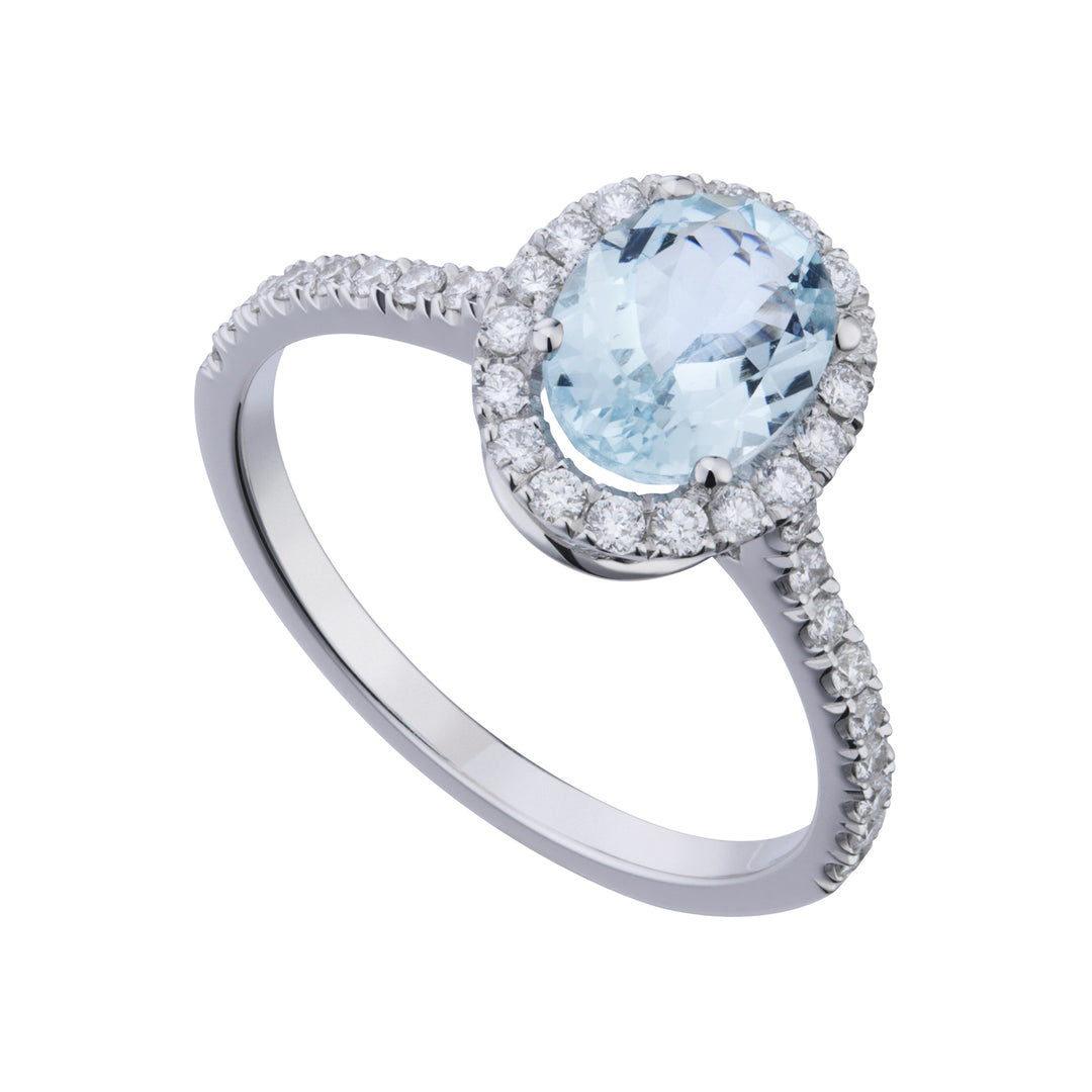 World Diamond Group anello acquamarina ovale 8x6 e diamanti ACLC070DIAQ4-23165110020