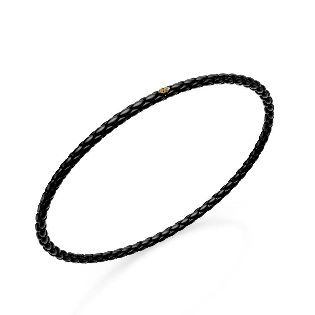 Bracelet Golay en titane noir, avec maillon à chevrons et élément avec deux saphirs jaune marquise 17,5cm GBR039E1ZGNE-175