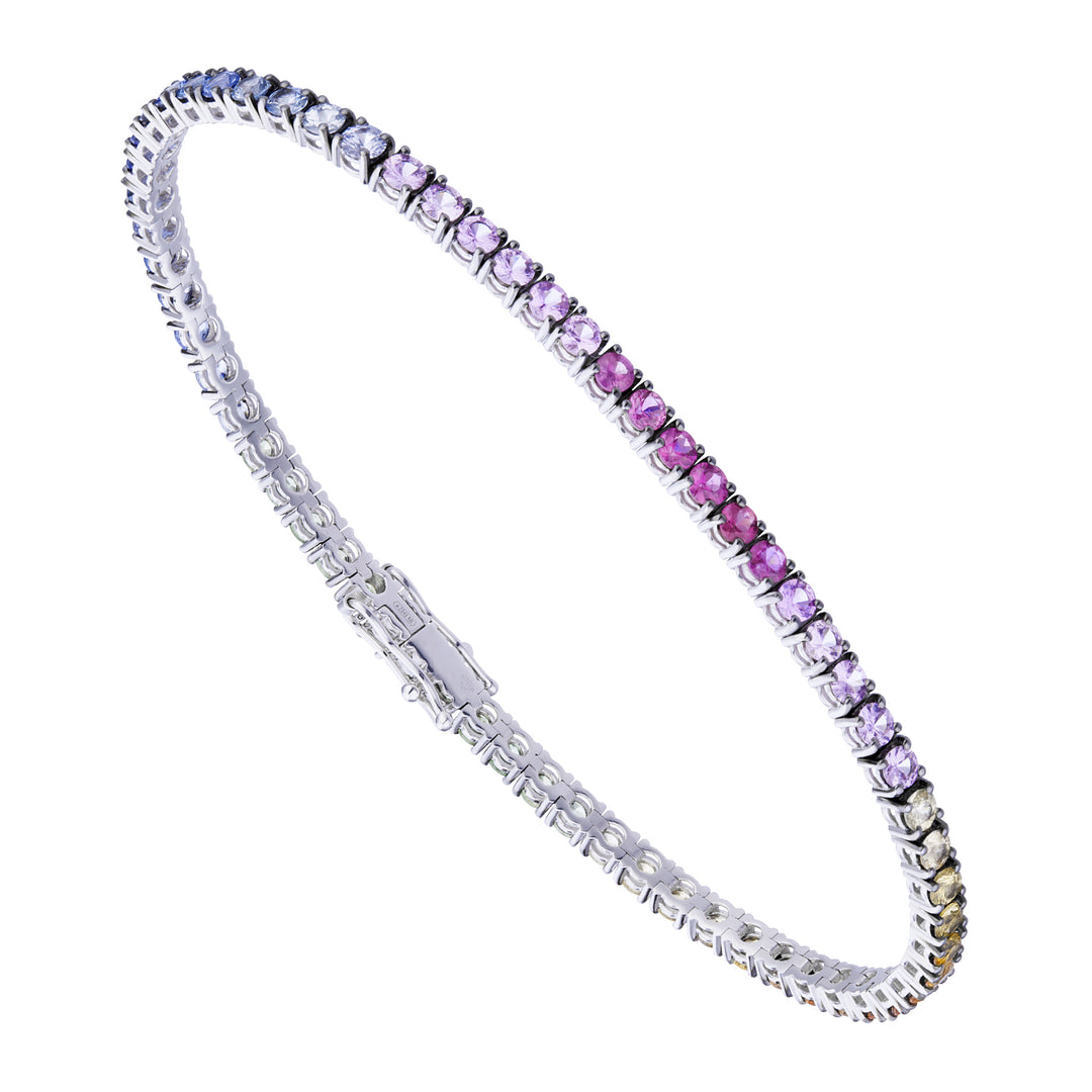 Pulsera de tenis World Diamond Group con zafiros de colores 19 cm BTF001MC8-22284110038