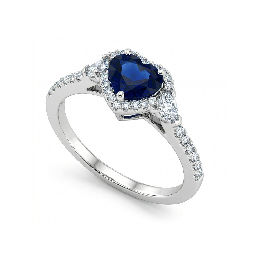 Anillo Golay con zafiro corazón 7x6 y diamantes colgantes ACLC109DIZB76-22035110101