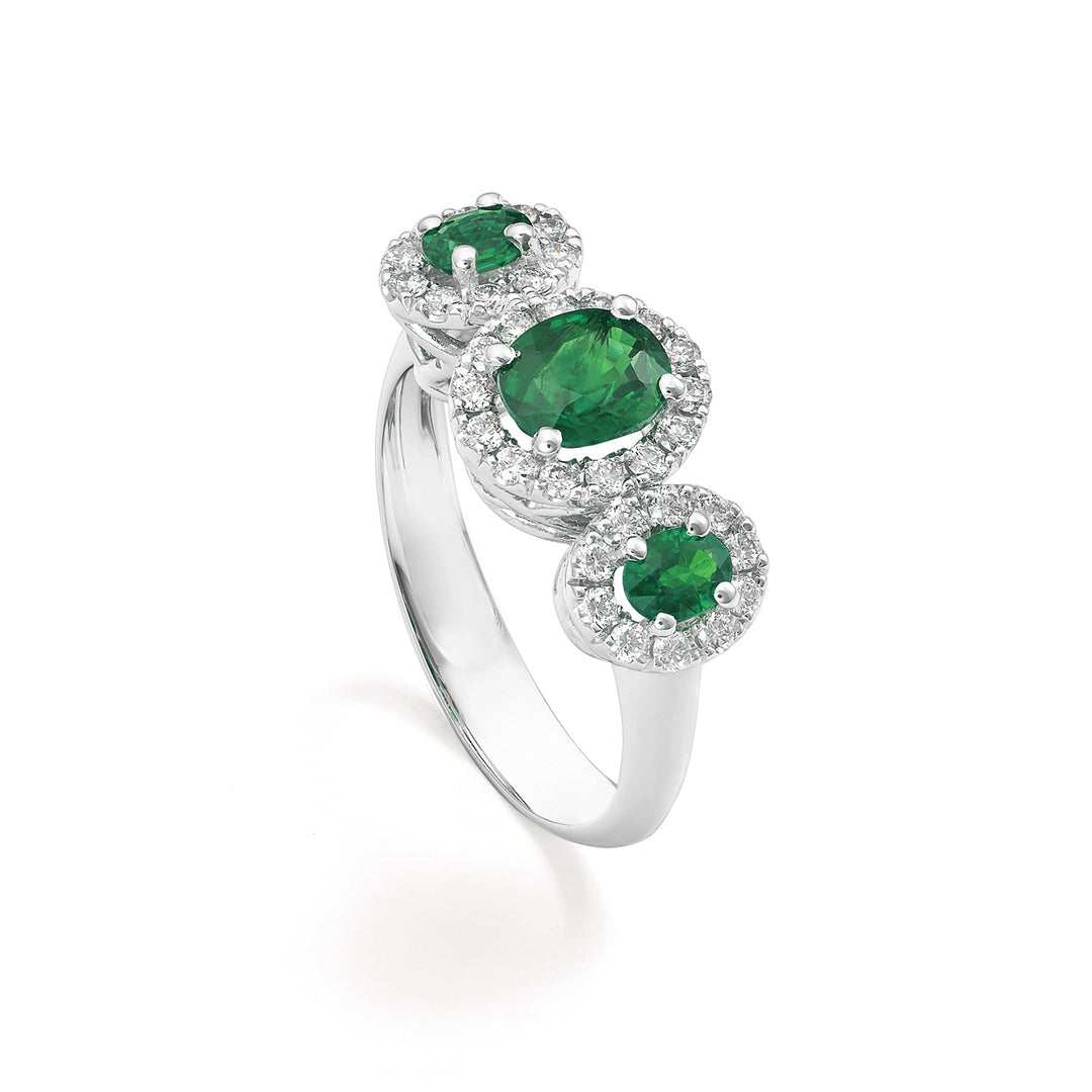Anillo trilogía esmeralda Golay 4x3 centavos 6x5 diamantes ACL3123DISM56-23257110022