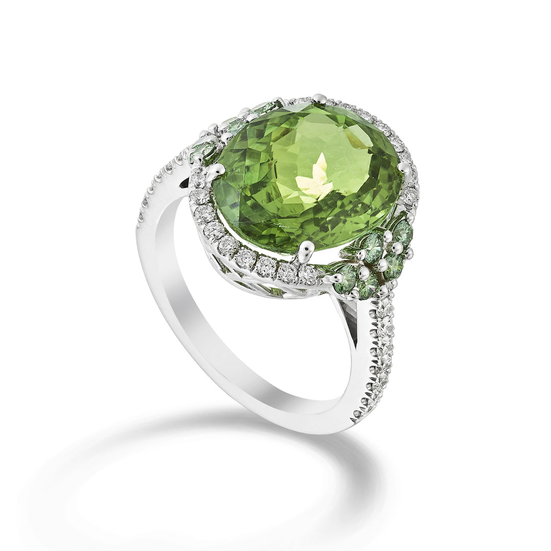 Golay oval green tourmaline ring 13x11, contour and gam APU498DTO1311-24208110026