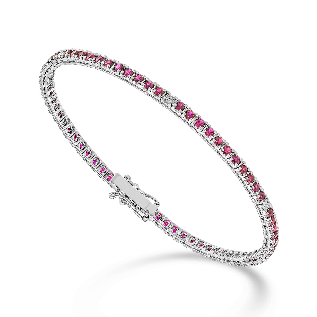 Mikiko br tenis 18k rubíes 2,90 ct diamantes. 0,22. 17,5 cm - 71 posiciones MBTQ250RBRDIO4