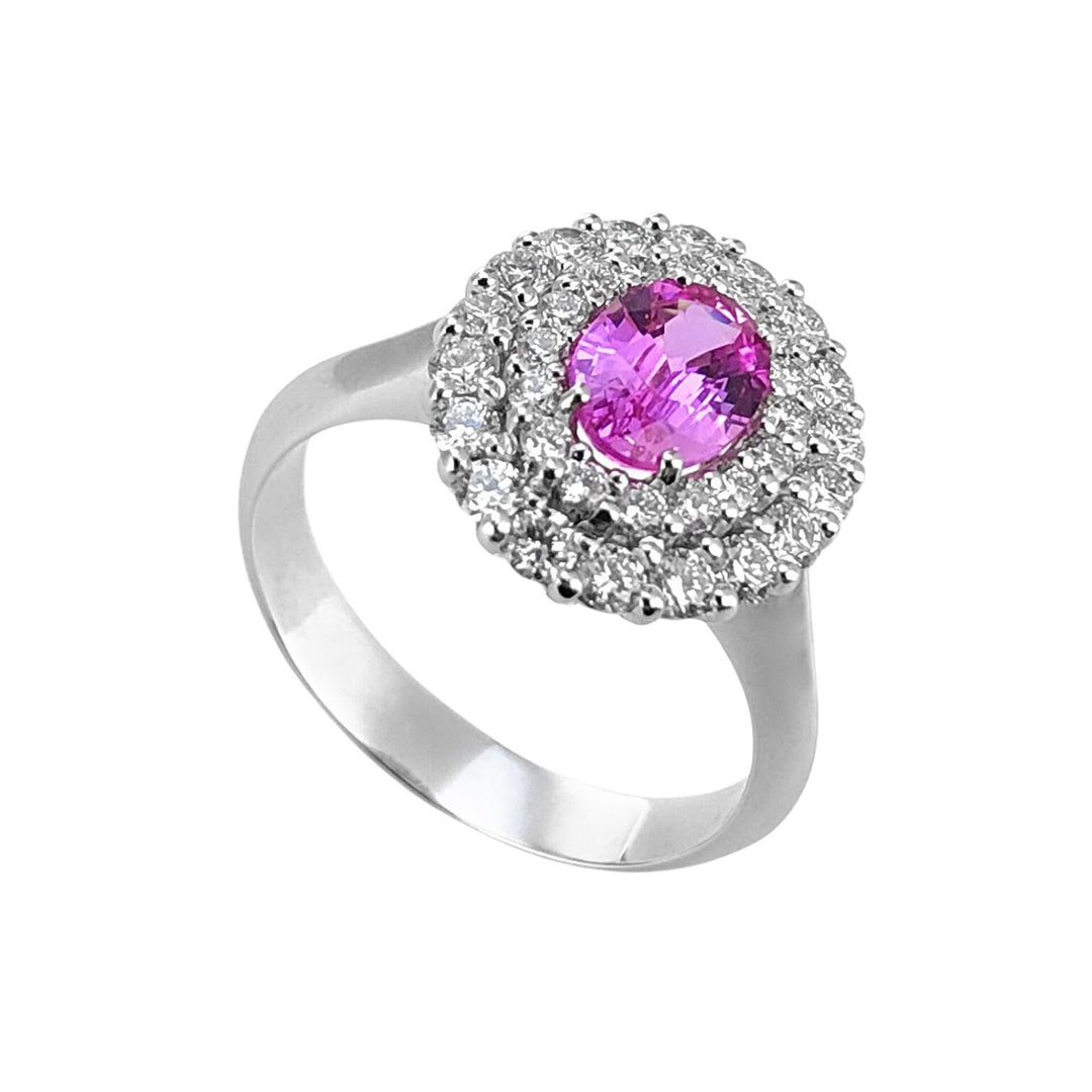 Golay ring with oval pink sapphire size. 4x3 ct. 0.22 and ACLC128DIZP34-23271110014