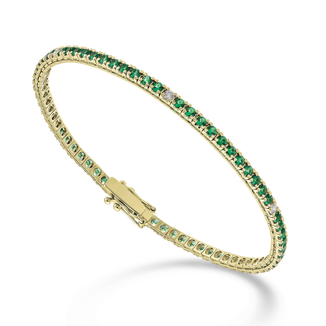Nihama br tennis 18k smeraldi ct.2,30 diamanti ct.0,22 cm17,5 oro giallo -71 castoni NBTQ250SMRDIO1