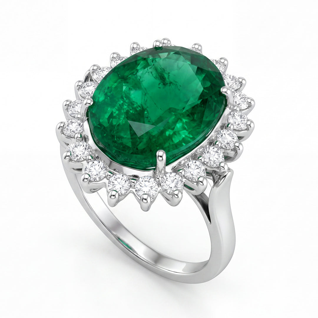 Anillo con esmeralda ovalada de World Diamond Group 7,17 ct ASM02-13276110037