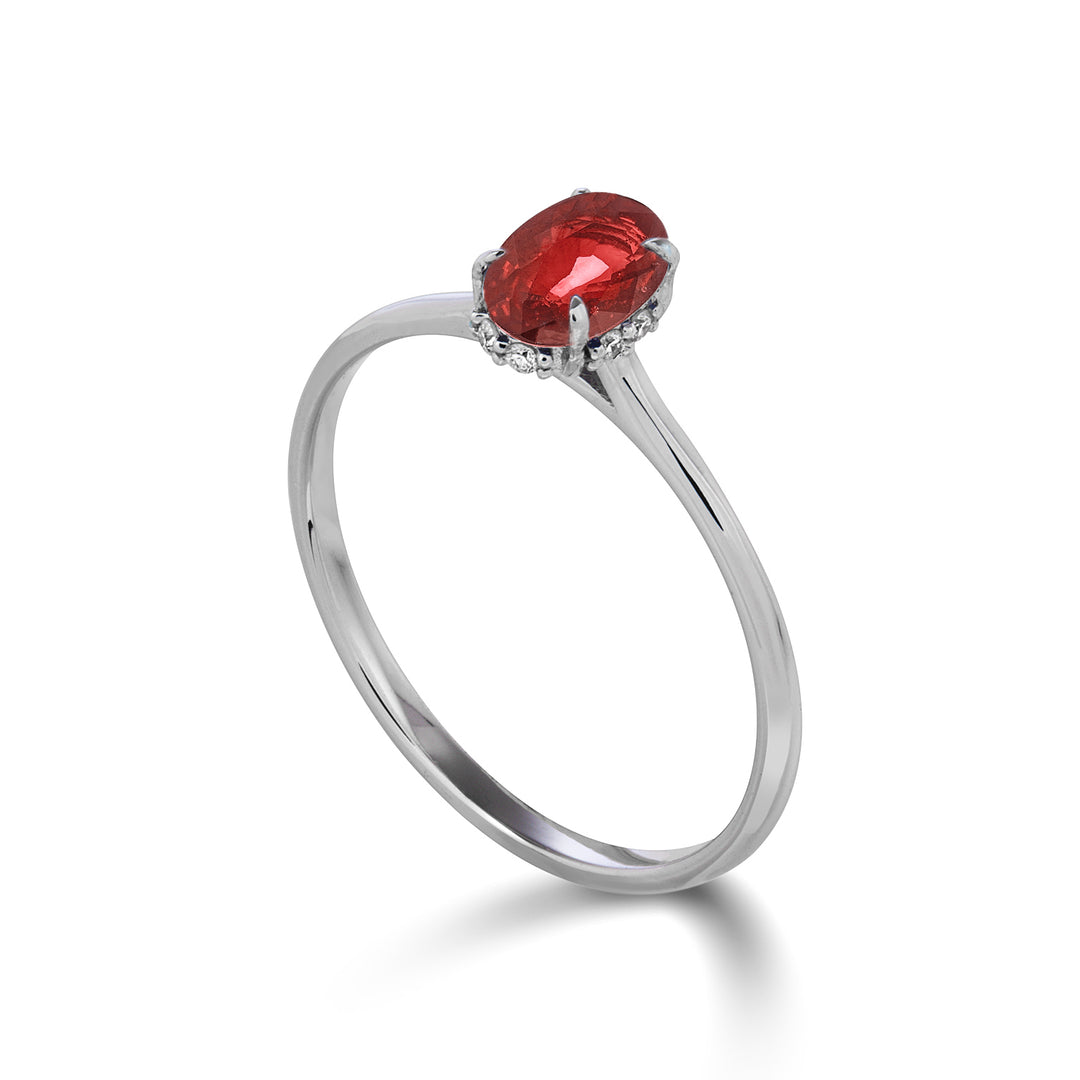 Mikiko an 18k oval ruby 6x4 set with diamonds MA5219O4RBC