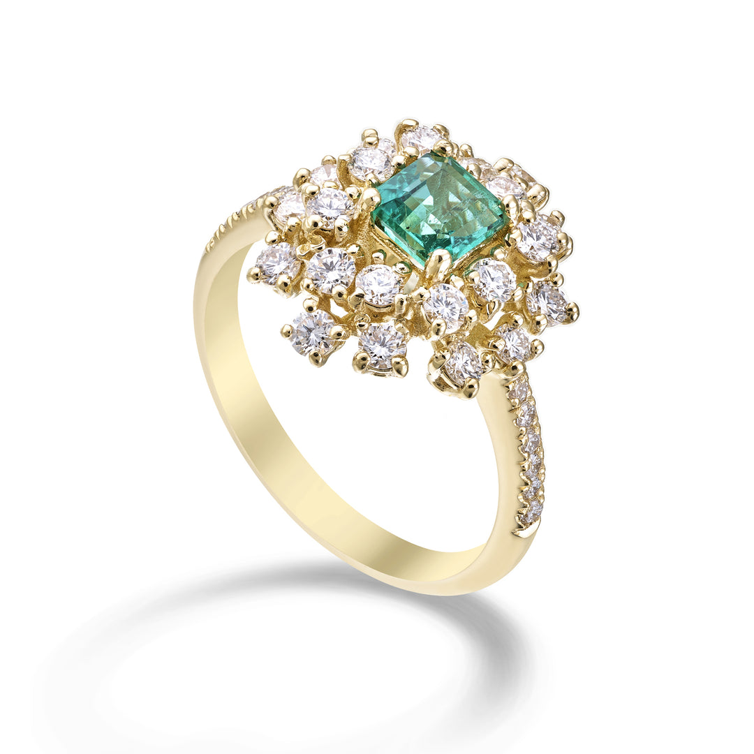Bague émeraude carrée Golay 5x5 contour irrégulier ACLC843DSM55-26068110092