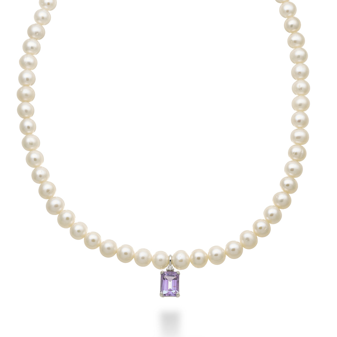 Mikiko cl 18k fw 5,5/6 amatista oct. 6x8 ct.1,30 diám. Anillo de resorte de 0,02 ct MC1575O4AMET55