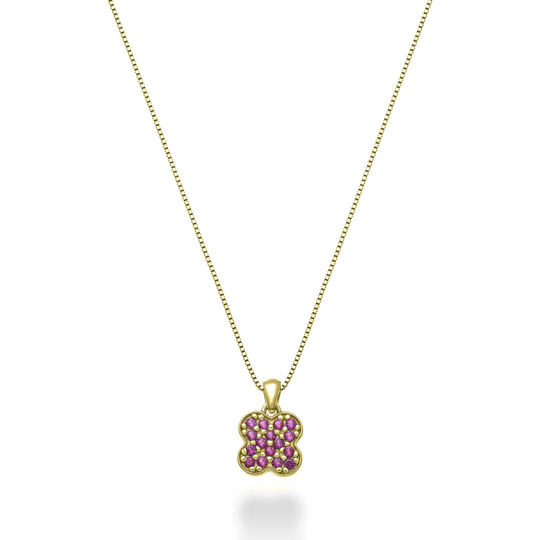 Nihama cl 18k trébol de cuatro hojas rubíes 0,10 ct oro amarillo ND5163O1RBR