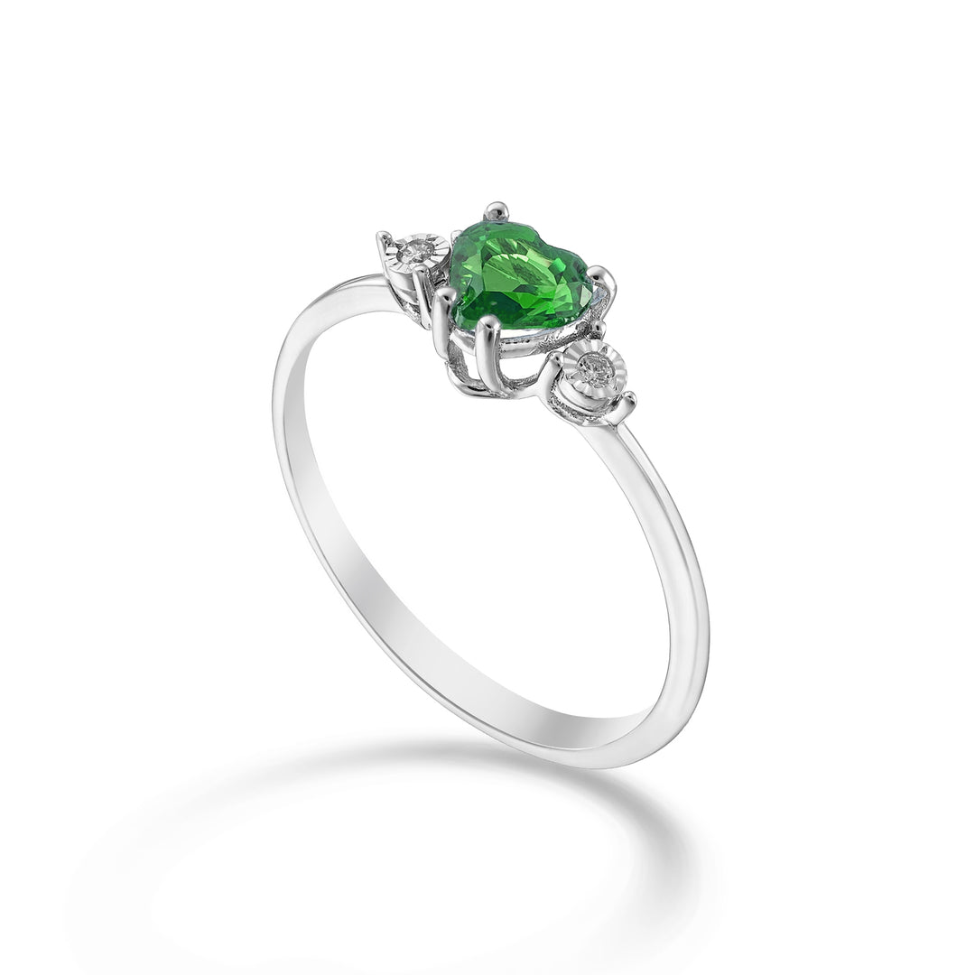 Mikiko una esmeralda de 18k n. 5x5 corazón y diamantes laterales MA5215O4SMN031