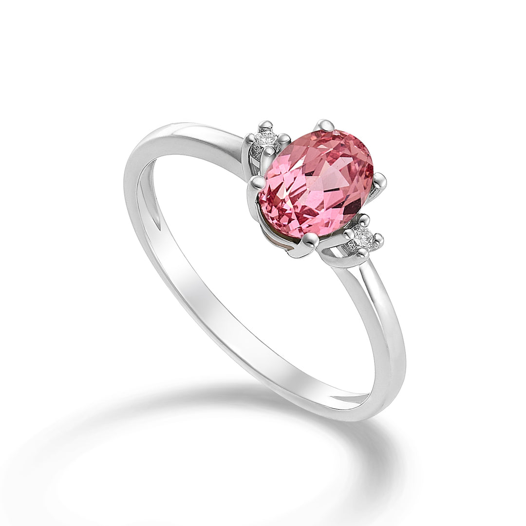 Mikiko un zafiro rosa ovalado de 18k 7x5 ct.0,80 diam. ct.0.03 MA5073O4ZFRP