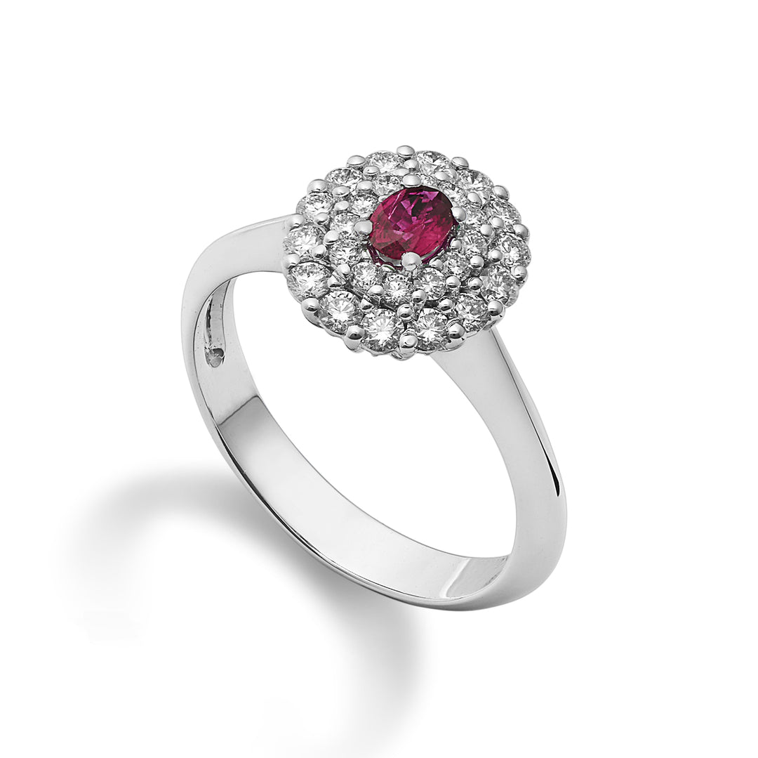 Golay ring with 4x3 oval ruby and double contour ACLC128DIRU34-22143110178