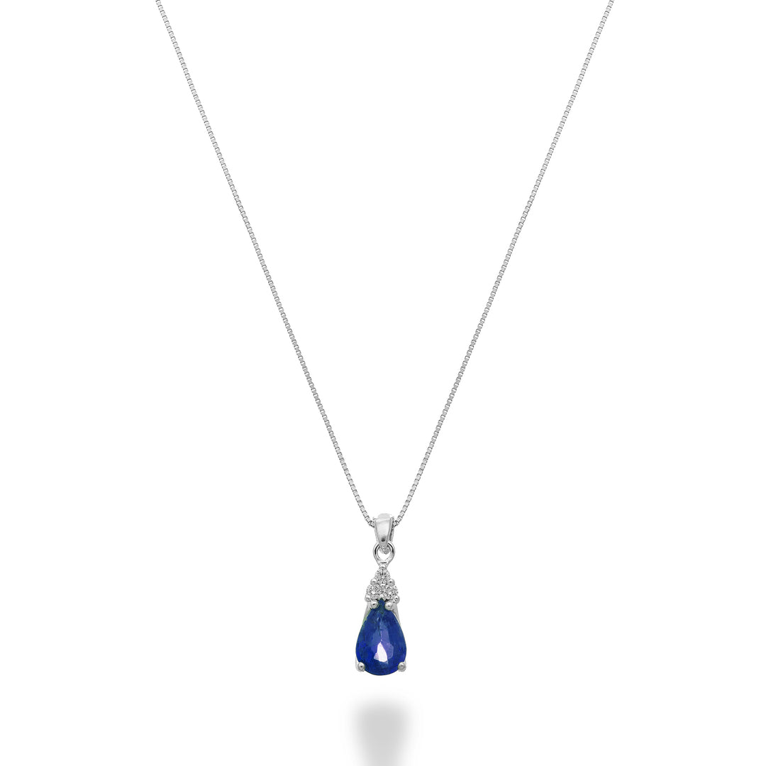 Mikiko cl 18k sapphire drop 6x4 with three diamonds MD5192O4ZFD
