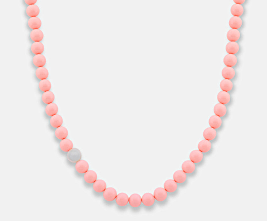 Mikiko cl ag925 agglomerato di corallo rosa e agata bianca 10mm cm.50 MC7092A4CORALLO010