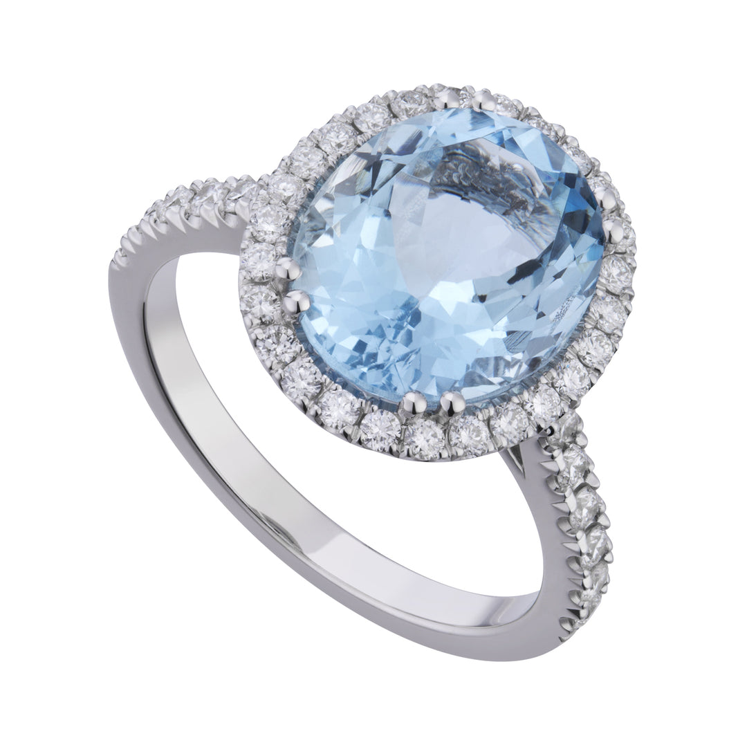 Bague aigue-marine ovale World Diamond Group 10x8 et diamants ACLC070DIAQ6-23072110074
