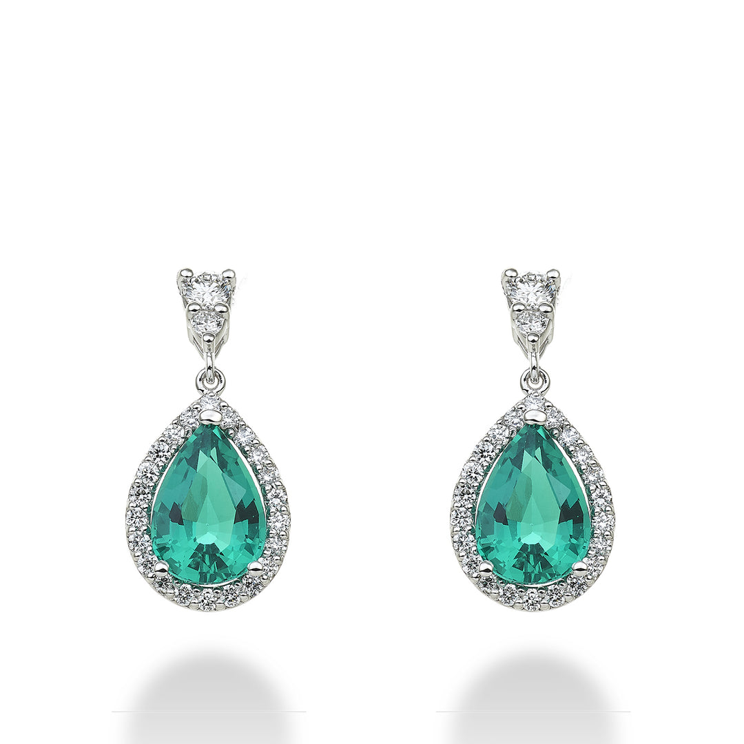 X-Diamond or 18kt lab g.d. lab emerald drop 10x7 ct.3,40 diam ct.0,68 LXDOCL100SMGODIO4