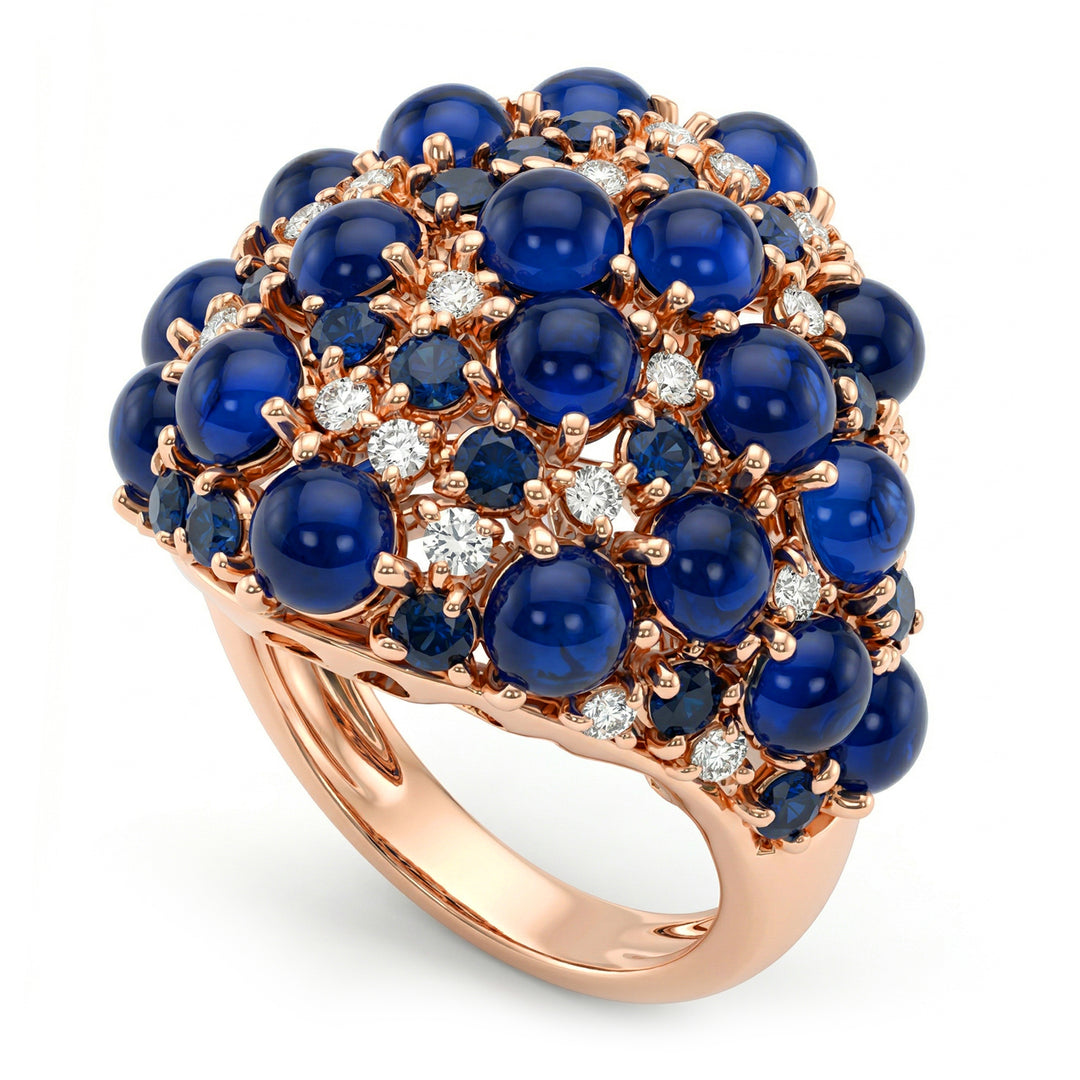Anillo Golay con pavé de zafiros talla rosa y diamantes APV010ZBDI-17247110017