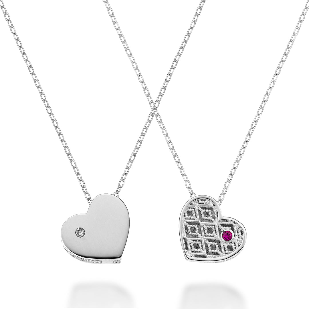 Nihama cl 18k petit coeur une face or blanc poli diam. Rubis 0,005 ct 0,005 ct NDHEARTPLO4
